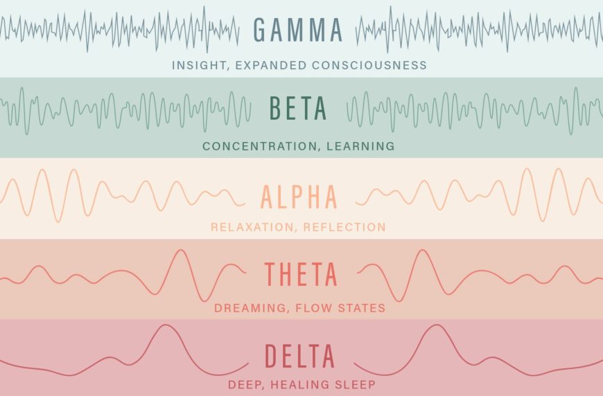 Brainwave patterns: Gamma, Beta, Alpha, Theta, Delta explained.