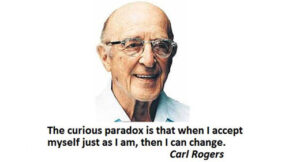 Carl Rogers portrait with inspirational quote.