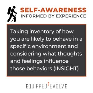 Graphic on self-awareness and behavior influenced by experience.