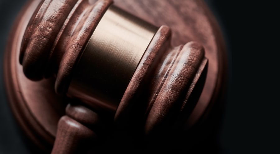 Close-up of a wooden judge's gavel.