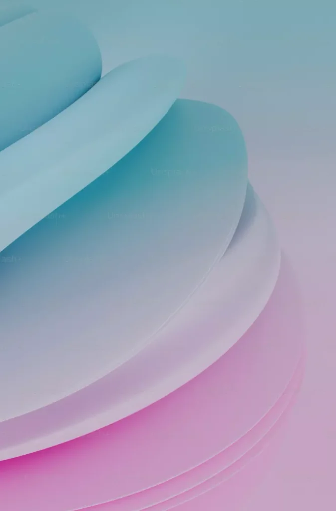 Abstract pastel blue and pink layered spiral design