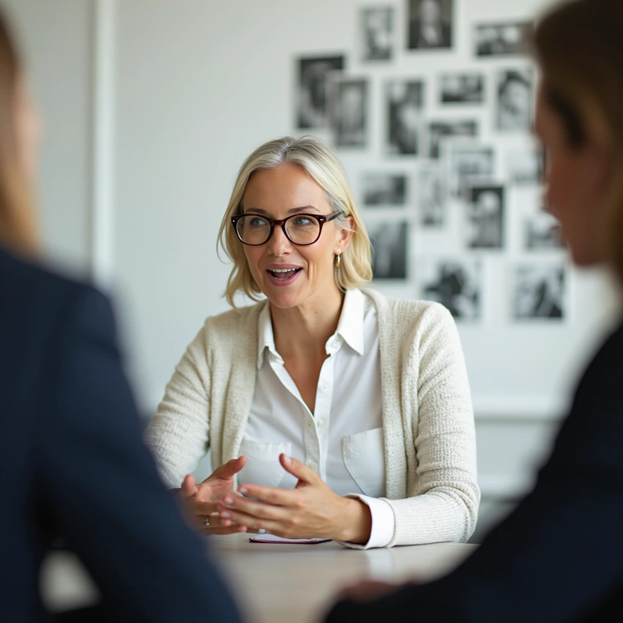 Businesswoman discussing enthusiastically in a meeting